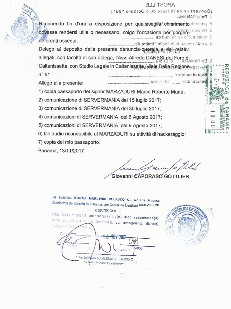 MARCO MARZADURI DENUNCE